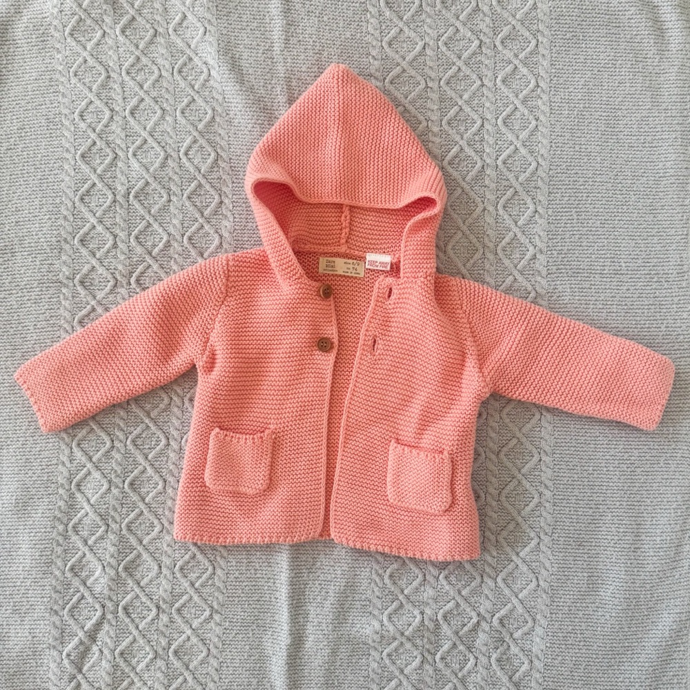 Zara Baby Coral Knit Hooded Cardigan